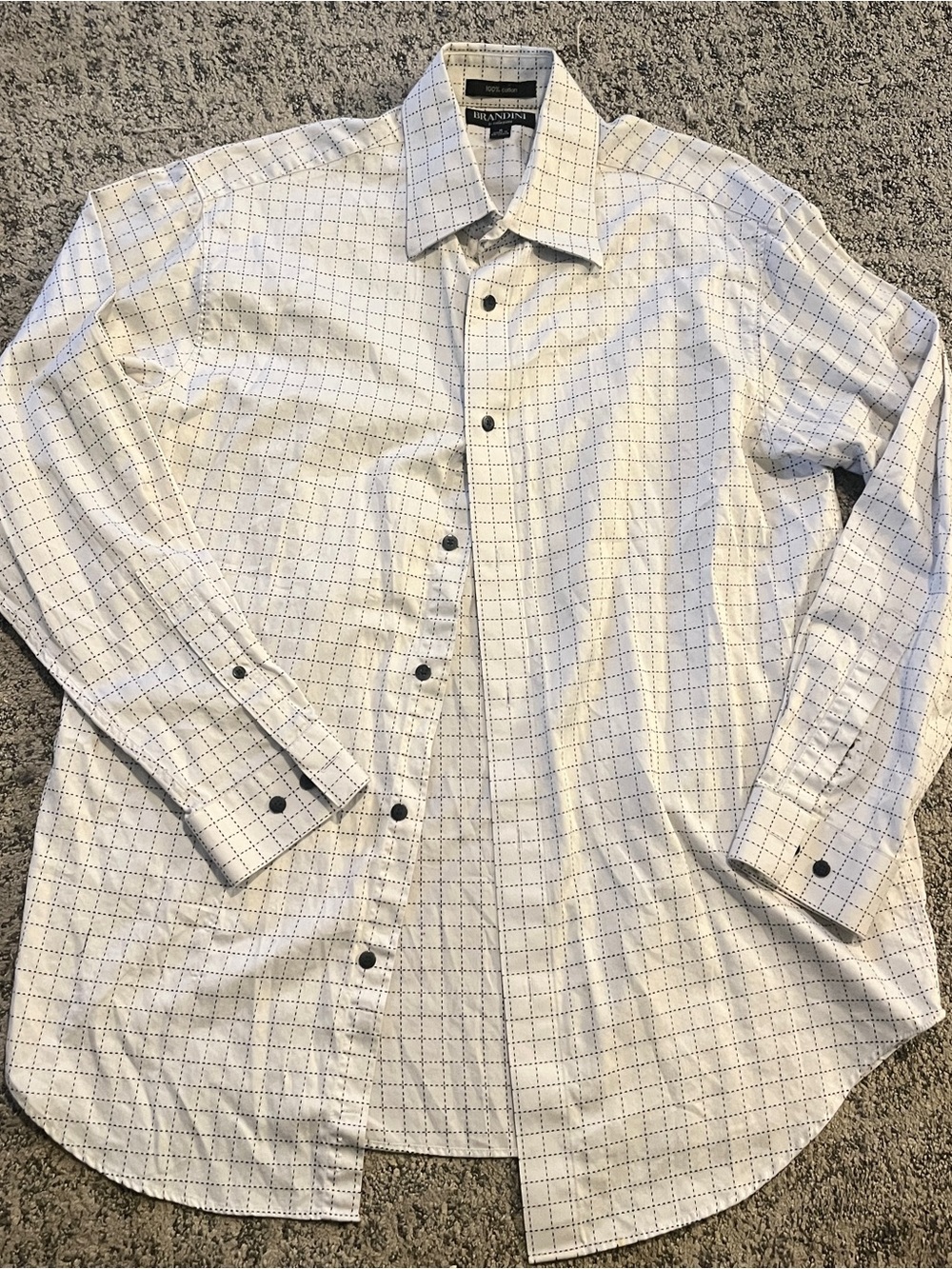 White Grid Button-Down Dress Shirt